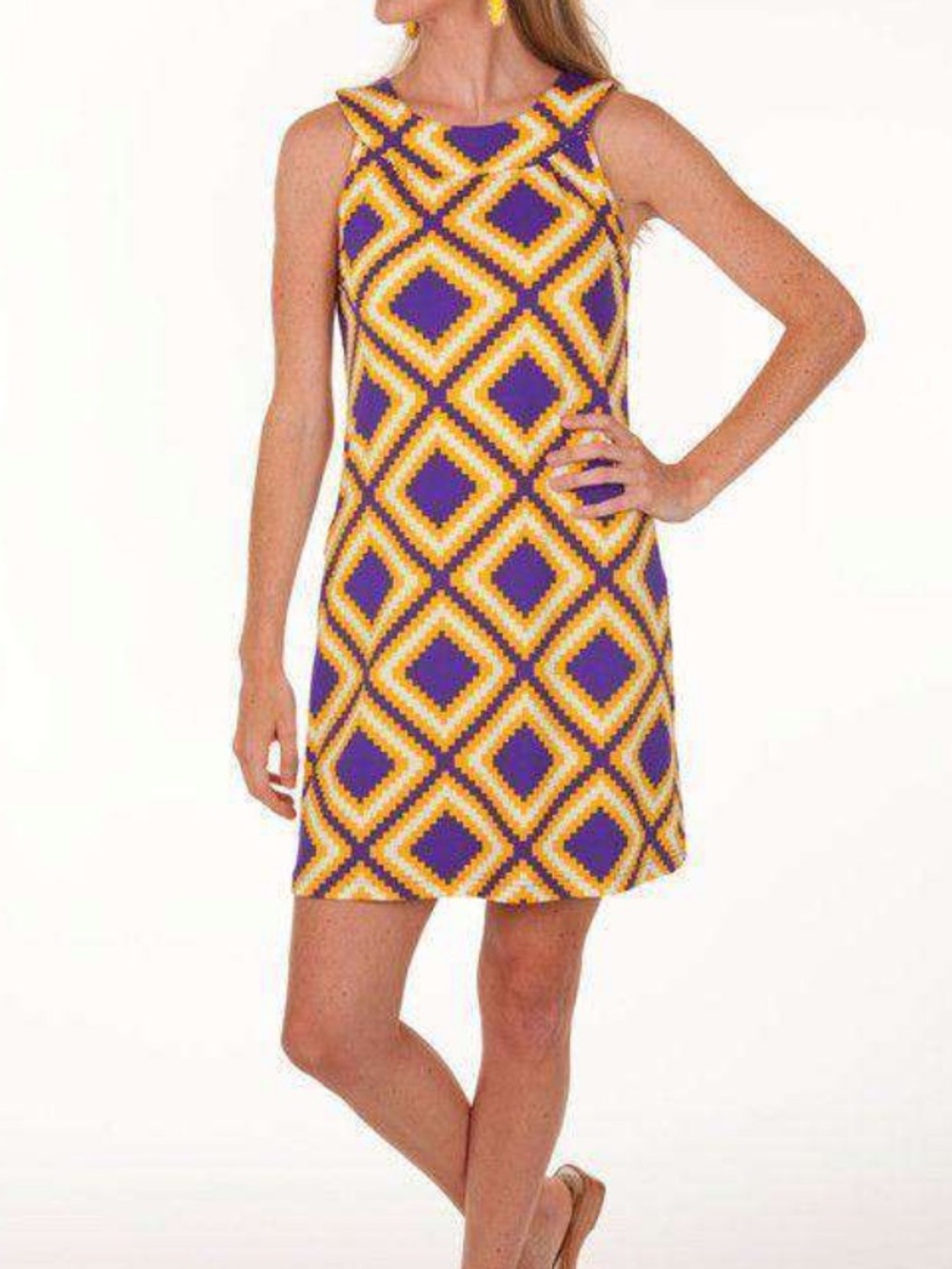 Tracy Negoshian Collegiate Collection Dress XL Purple Gold